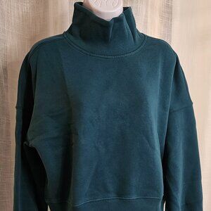 Abercrombie & Fitch Women Crop Long Sleeve Essential Sweater Teal Size S NW